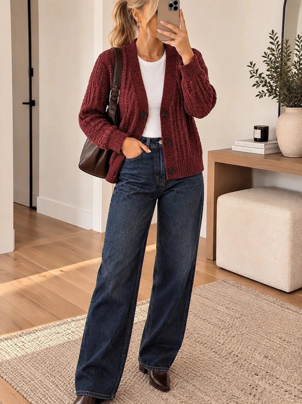 American Eagle Women's Cardigan Burgundy Size Medium Like New